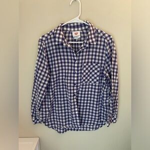 Hester & Orchard Purple and White Plaid Cotton Button Down Size Medium